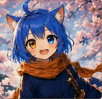 満開の桜の下で笑う久遠